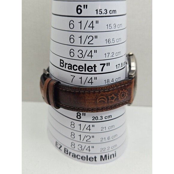 Vintage CS Ltd Hong Kong Celestial Sun Face Quartz Watch New Battery Brown Strap main image 6